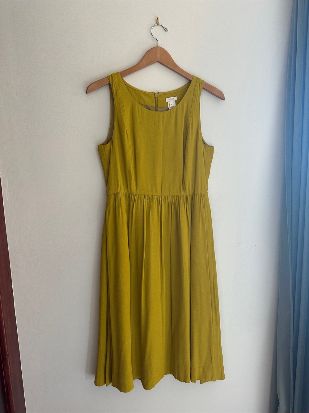 J. Crew Olive-Mustard Sleeveless Midi Dress